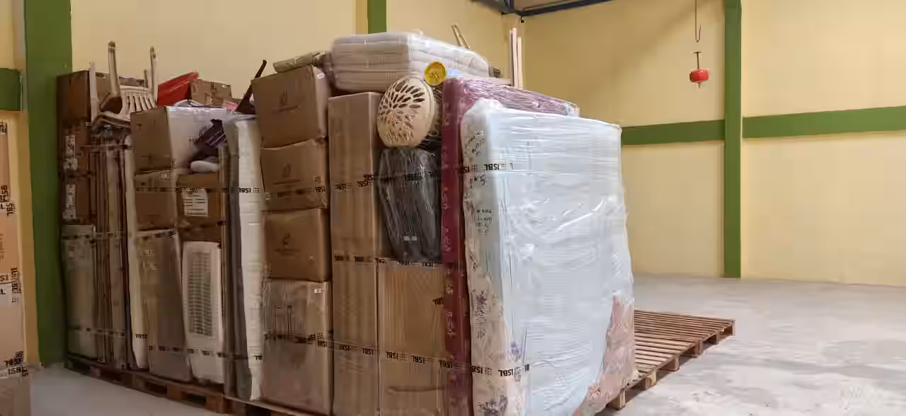 Goods stored on racking in a storage facility